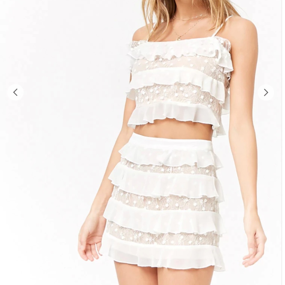 Forever 21 white floral set. Top S, bottom M